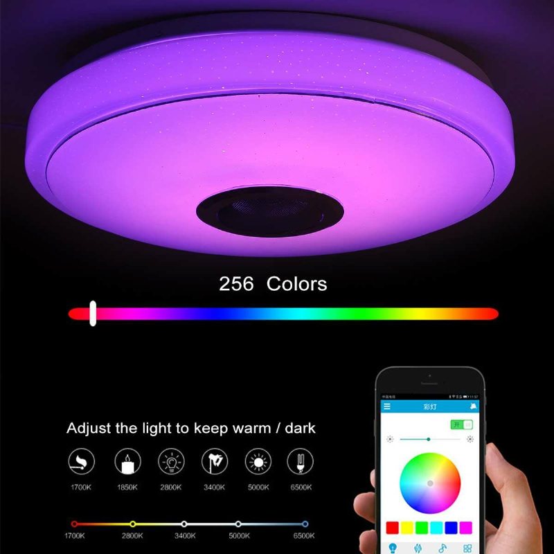 Modern Rgb Led Taklampa Hembelysning App Bluetooth Musikljus Sovrumslampa Smart + Fjärrkontroll