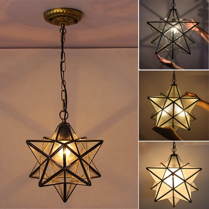 Moravian Star Glass Pendelljus Ljuskrona Ljus Modern Taklampa Armatur Dekor