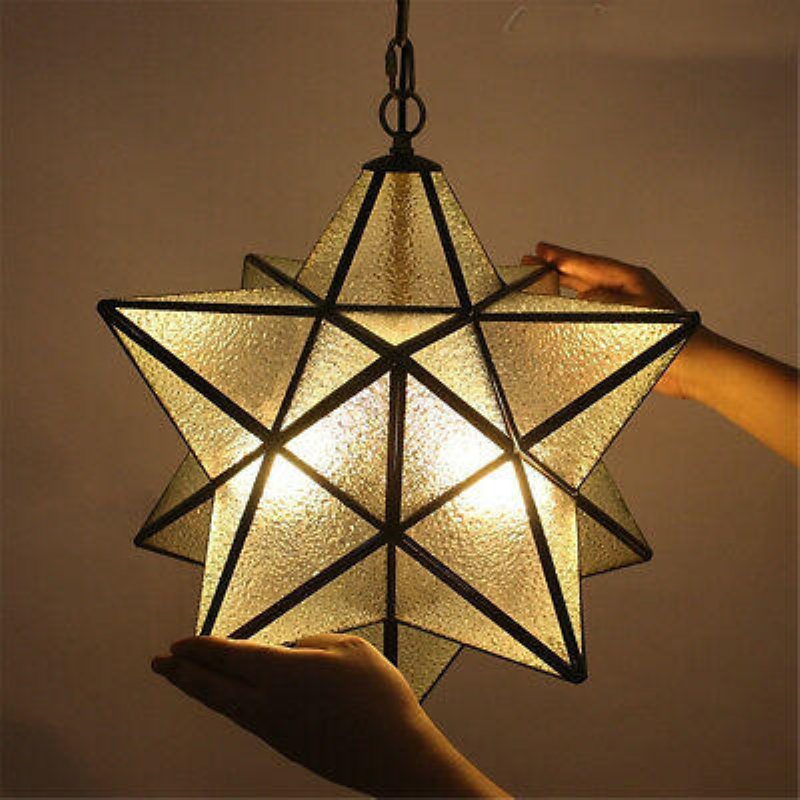 Moravian Star Glass Pendelljus Ljuskrona Ljus Modern Taklampa Armatur Dekor