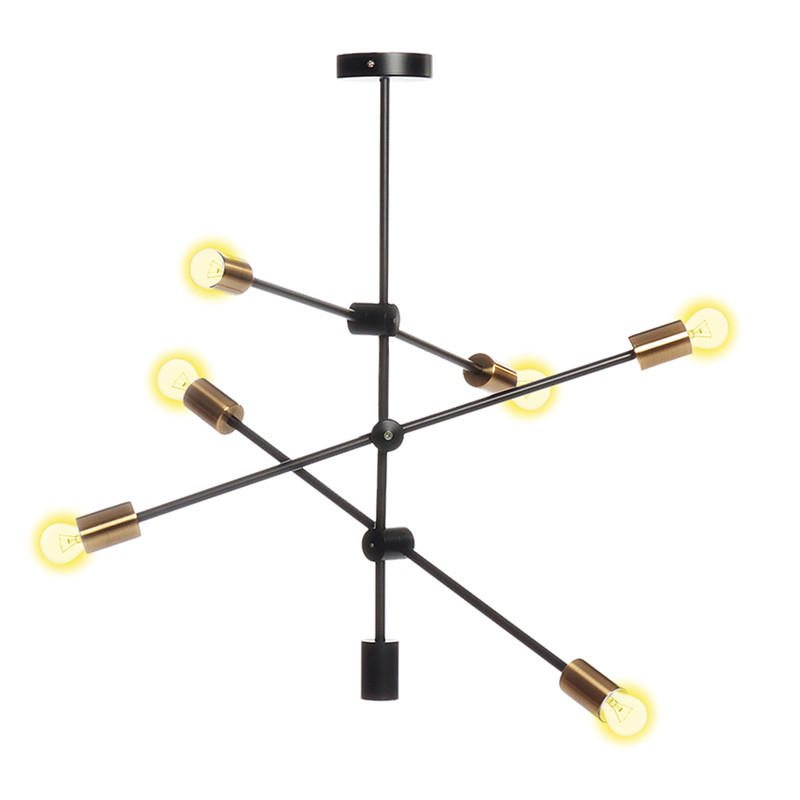 Nordic Style 6 Heads Flush Mount Taklampa Ljuskrona Modern Minimalism Metal E26 E27 Base Pendel Hängande Belysningsarmatur Ac110-240v (utan Glödlampa)