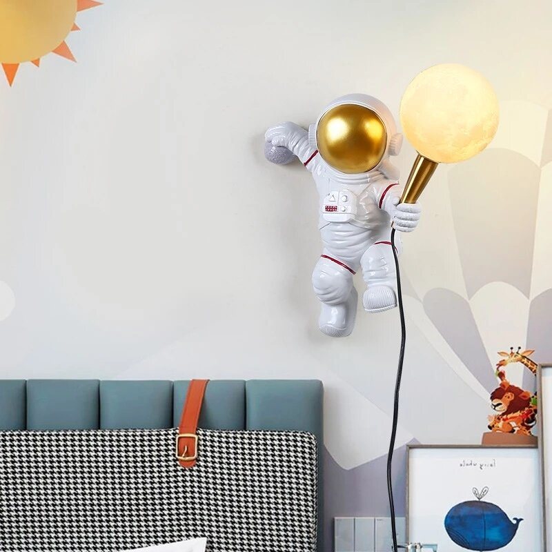 Nordisk Led Personlighet Astronaut Måne Barnrum Vägglampa Skrivbordslampa Sovrum Studie Balkong Ganglampa Dekoration