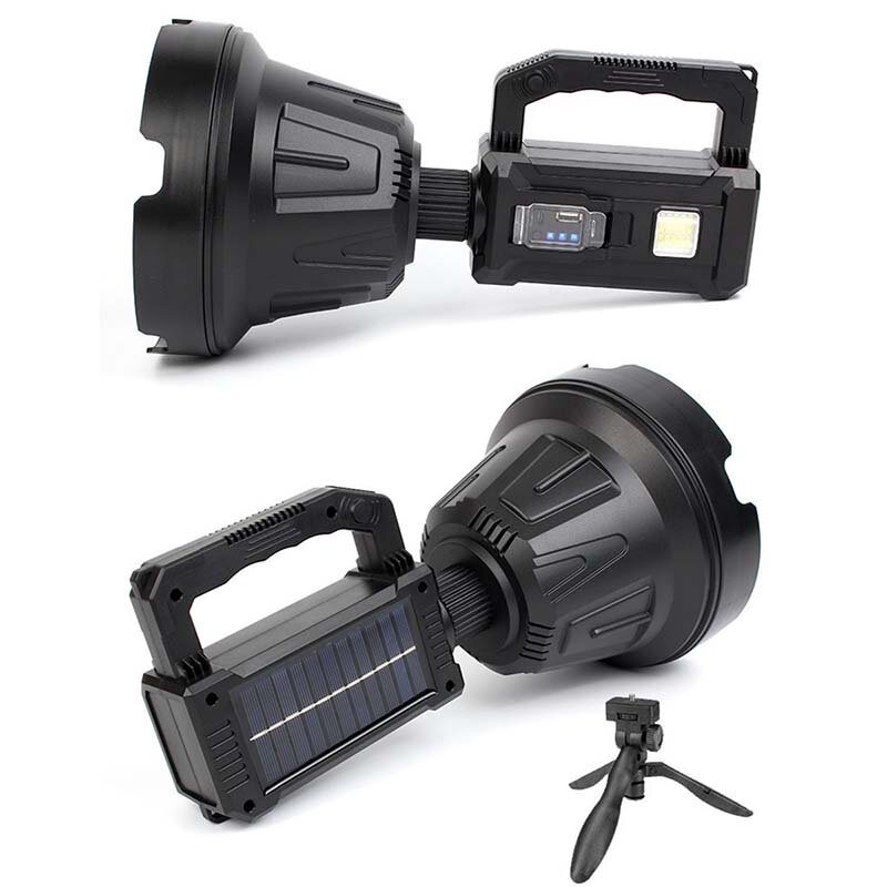 P50/p70/p90 Led-ficklampa 5500-7000k Superljus 6 Lägen Typ-c Sloar Uppladdningsbar Långkastning Vattentät Solar Bärbar Söklampa För Jakt Camping