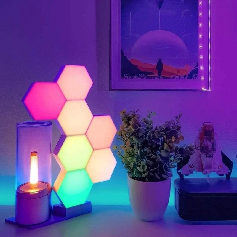 Rgb Led Quantum Lamp Hexagon Light Touch Sensor Rgbw Led Honeycomb Färgglatt Nattljus Usb Med Fjärrkontroll