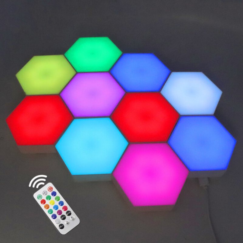 Rgb Led Quantum Lamp Hexagon Light Touch Sensor Rgbw Led Honeycomb Färgglatt Nattljus Usb Med Fjärrkontroll