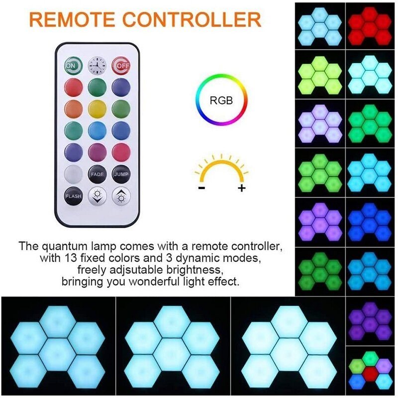 Rgb Led Quantum Lamp Hexagon Light Touch Sensor Rgbw Led Honeycomb Färgglatt Nattljus Usb Med Fjärrkontroll