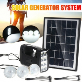 Solar Panel Generator System Bärbar Home Kit Med 3st 3w Led-glödlampa Usb-laddare Camping Lampa