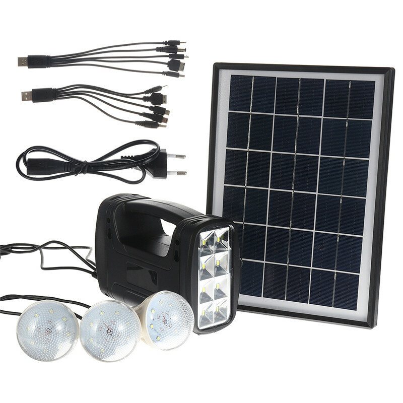 Solar Panel Generator System Bärbar Home Kit Med 3st 3w Led-glödlampa Usb-laddare Camping Lampa