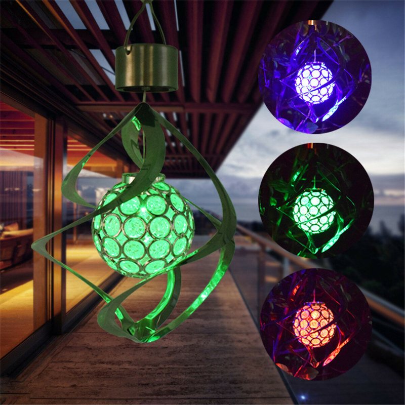 Solar Powered Wind Chimes Light 7 Färgskiftande Led Garden Hängande Spinner Lampa