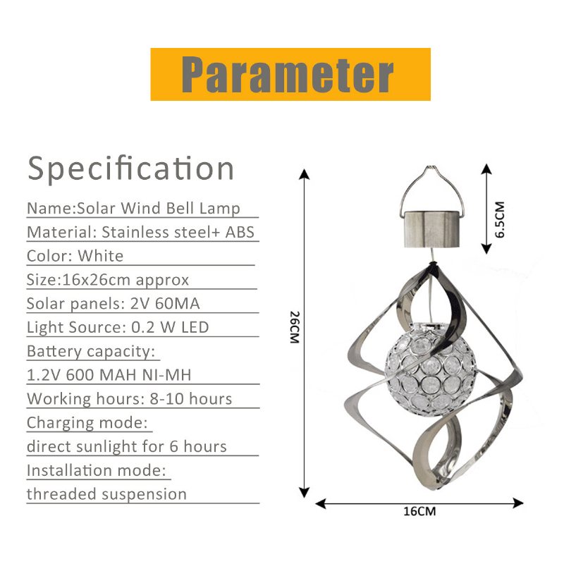 Solar Powered Wind Chimes Light 7 Färgskiftande Led Garden Hängande Spinner Lampa