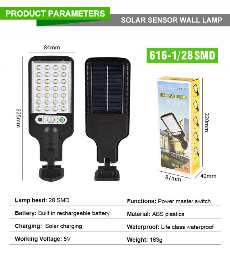 Solar Gatubelysning Utomhus Lampa Med 3 Ljusläge Vattentät Rörelsesensor Säkerhetsbelysning För Trädgård Patio Path Yard