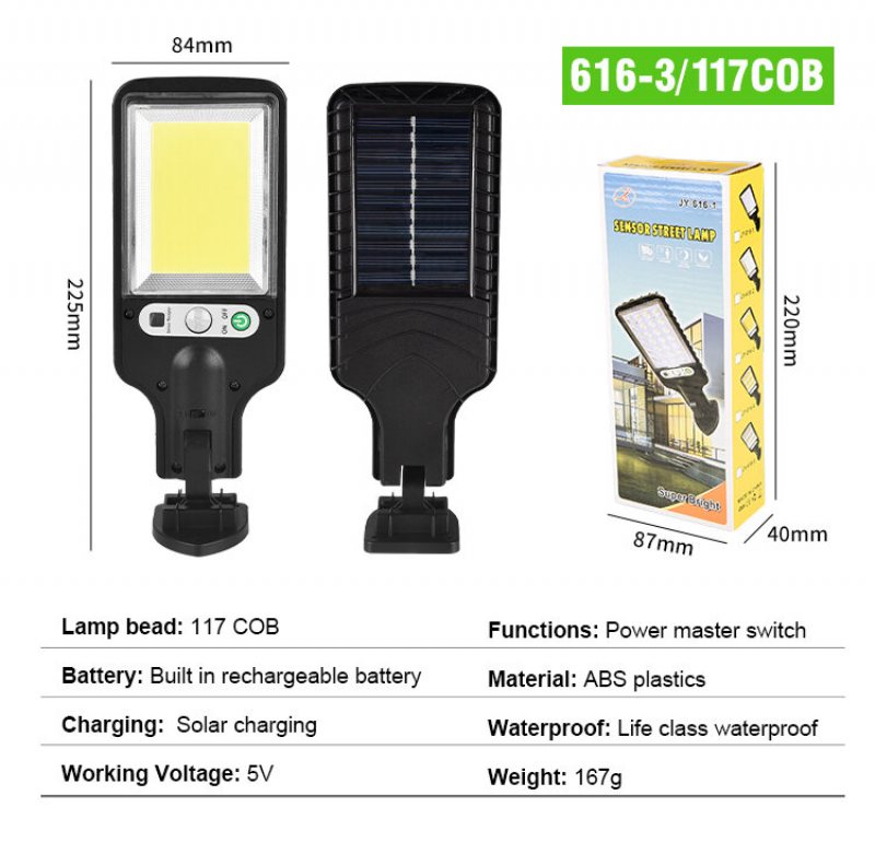 Solar Gatubelysning Utomhus Lampa Med 3 Ljusläge Vattentät Rörelsesensor Säkerhetsbelysning För Trädgård Patio Path Yard