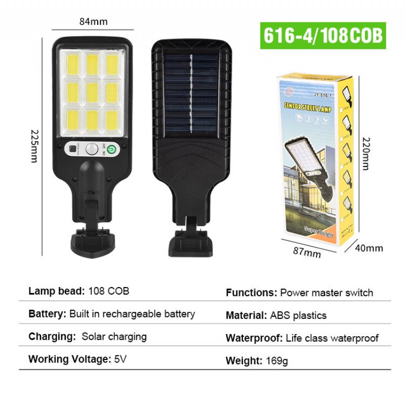 Solar Gatubelysning Utomhus Lampa Med 3 Ljusläge Vattentät Rörelsesensor Säkerhetsbelysning För Trädgård Patio Path Yard