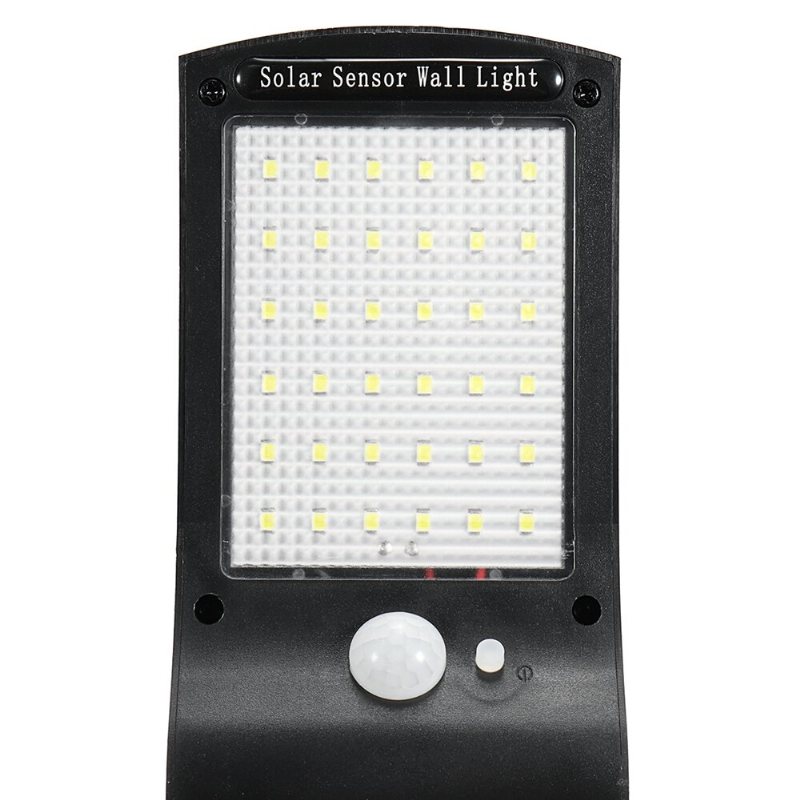 Soldriven 36 Led Pir-rörelsesensor Vattentät Street Security Light Vägglampa För Utomhusträdgård