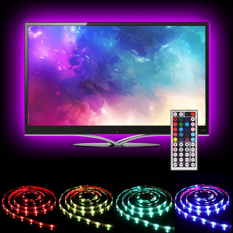 Solmore 2*40cm+2*60cm Usb Led Tv Bakgrundsbelysning Strip Light Kit Rgb Monitor Lampa + 44tangenter Fjärrkontroll Dc5v