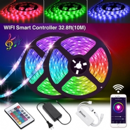 Solmore 2*5m Led Strips Wifi Trådlös Smart Phone App Kontroll 300 Led Strip Light Vattentät Ip65 Flexibla Rgb Stripes Med 24 Knappar Juldekorationer Clearance Christmas Lights