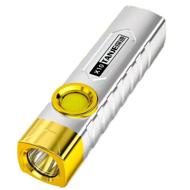 Tanje X10 T8 2000mah Usb Uppladdningsbar Led-ficklampa Med Starkt Cob-sidoljus Ipx6 Vattentät Bärbar Med Klämma