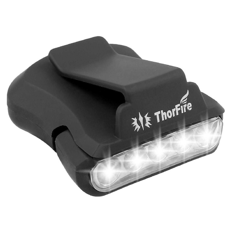 Thorfire 30lm 5-led Hat Clip Light Hands Free Roterbar Ball Cap Visir Perfekt För Jakt Camping Fiske