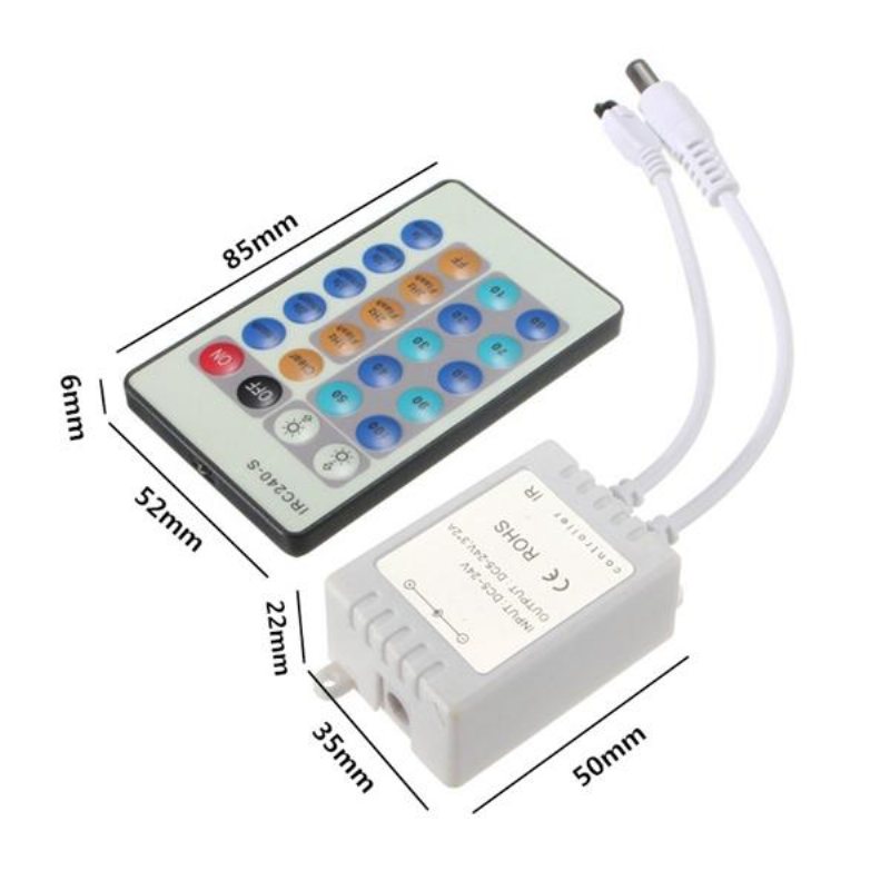 Trådlös 24-knapps Ir-fjärrkontroll För Led Enfärgad 3528/5050 Strip Light
