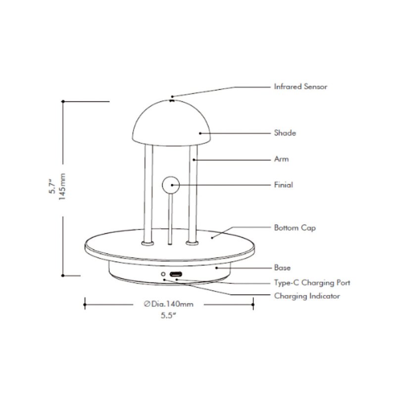 Tubicen Jingle T140002-tc Led Touch Control Bordslampa 2000mah Uppladdningsbart Batteri Steglöst Dimbar Sängbordslampa