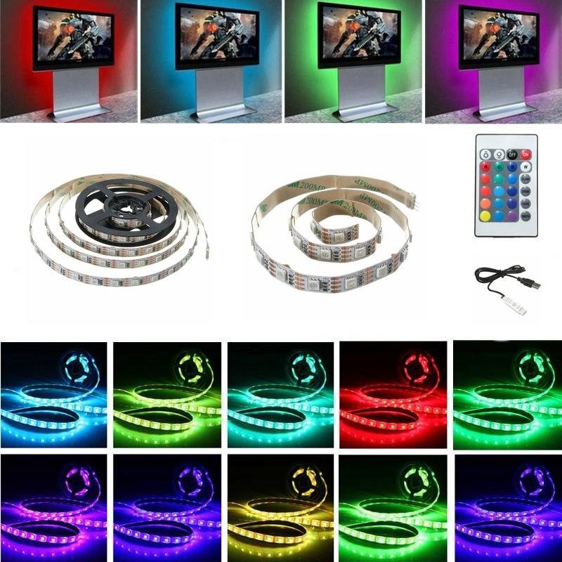 Usb Dc5v Smd5050 Rgb Led White Tape Tv Bakgrundslampa Med Fjärrkontroll Icke Vattentät