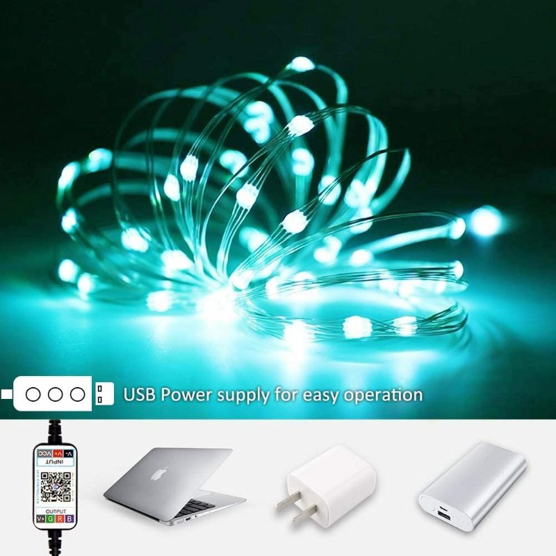 Usb Fairy Lights Led String Music Sync Bluetooth App Telefon Inomhus Utomhus Twinkle 32.8ft Hängande Gardin Strängljus Färgskiftande Starry