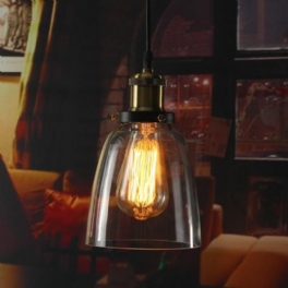 Vintage Industriell Retro Loft Glass E27 Taklampa Skärm