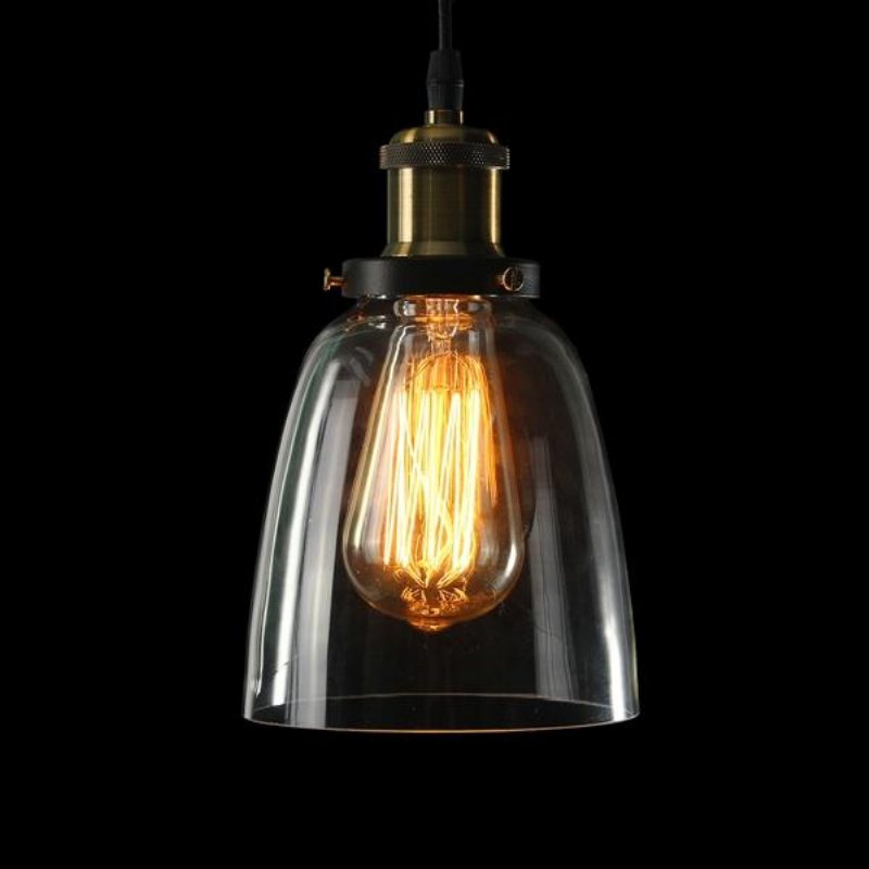 Vintage Industriell Retro Loft Glass E27 Taklampa Skärm