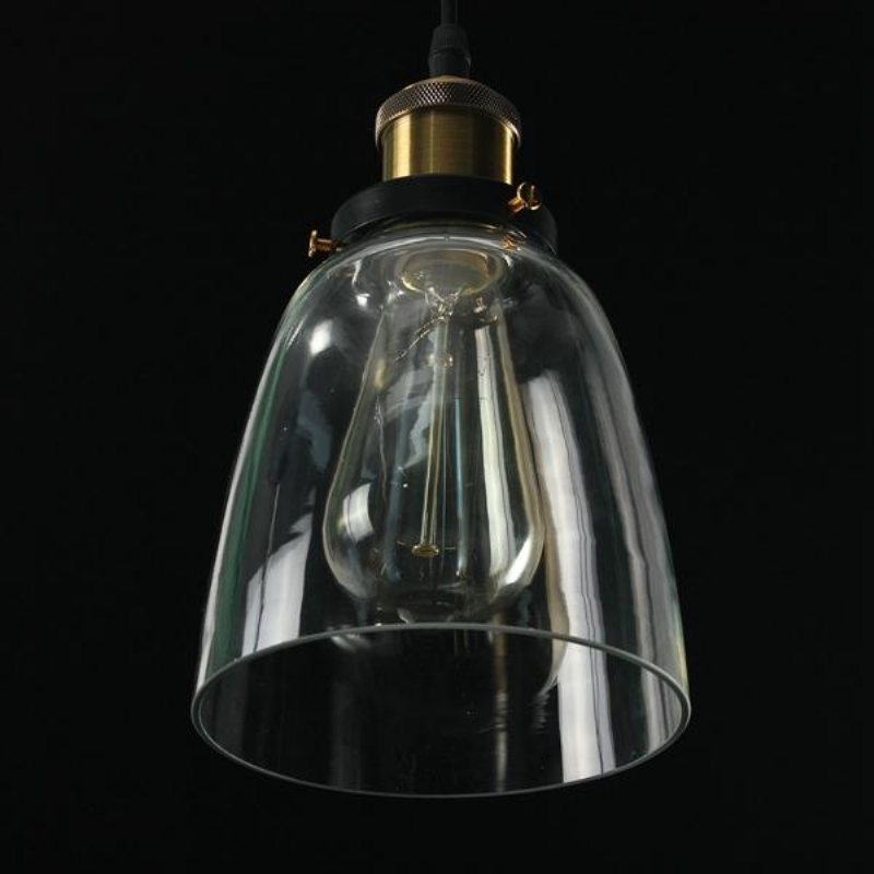 Vintage Industriell Retro Loft Glass E27 Taklampa Skärm