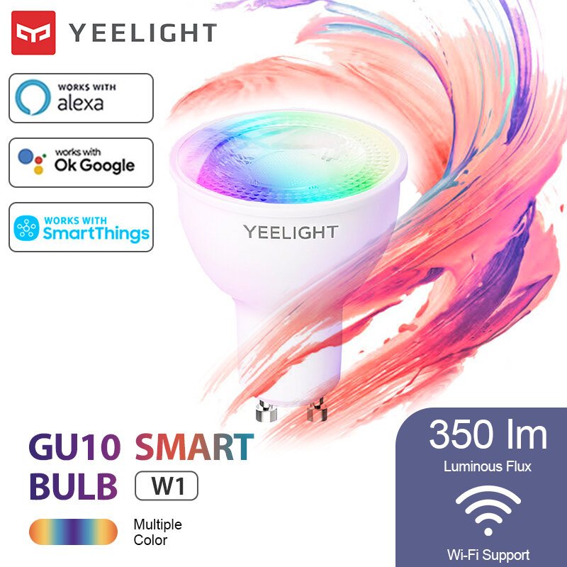 Yeelight Yldp004-a Gu10 Färgglad Smart Led-lampa W1 Game Music Sync-app Röststyrning Arbete Yeelight-app Google Assistant Alexa