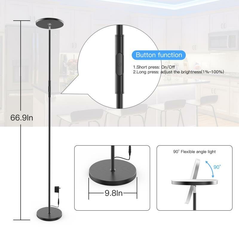 Zengge Ac100-240v 24w Smart Wifi Rgb+cct 2000lm Golvlampa Dimbar App Röststyrning Fungerar Med Google Home Alexa