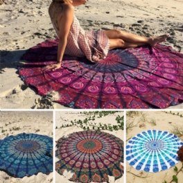 Honana Wx-16 150 cm Bohemian Tunn Chiffong Strandhandduksmatta Mandala Rund Sidenscarf Lakan Gobeläng