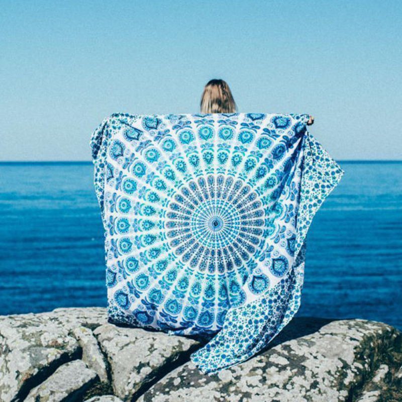 Honana Wx-17 150x210cm Bohemisk Stil Polyesterfiber Strandhanddukssjal Mandala Rektangel Lakan Gobeläng