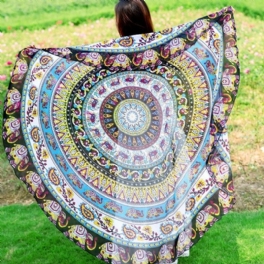 Honana Wx-92 150 cm Bohemian Tunn Chiffong Strandhandduk Mandala Rund Sidenscarf Lakan Tapetmatta