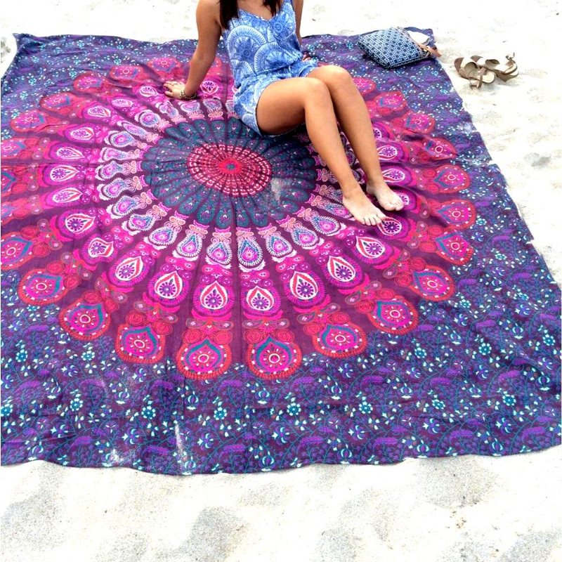 Honana Wx-99 Ny 150x210 cm Böhmisk Stil Polyesterfiber Strandhandduksmatta Gobeläng Mandala Rektangel Lakan