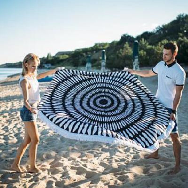 Honana Wx-992 150 cm Bohemisk Stil Tunn Tofs Strandhandduk Rund Sidenscarf Lakan Gobeläng