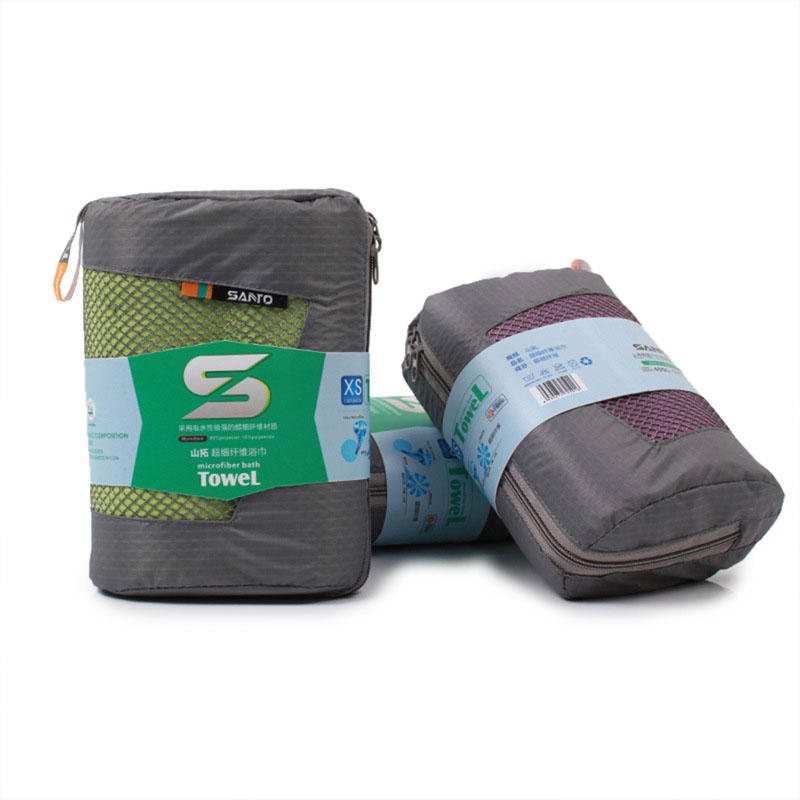 Quick Dry Sports Microfiber Strandhandduk Med Väska För Travel Yoga Hiking Compact Carry