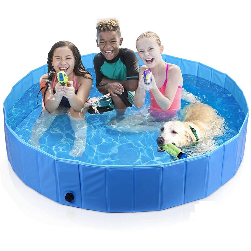 120*30 cm Pvc-pool För Sällskapsdjur Hopfällbar Hundbadkar Utomhus Bärbart Paddlingsbad Katt Hundrengöringstillbehör