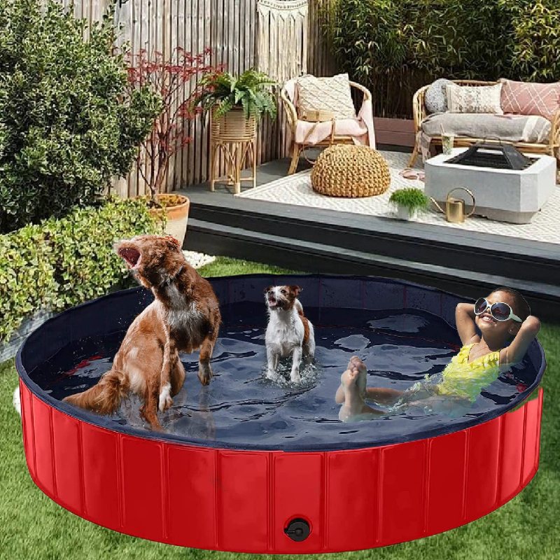 160*30 cm Pvc-badkar För Husdjur Pool Hund Katt Djurbadkar Tvättkar Vikbar Portabel