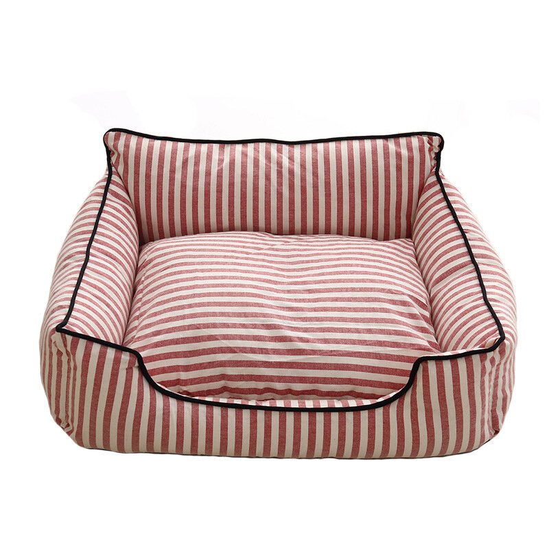 2 Färger Stripe Pattern Pet Bäddsoffa Mat Hund Katt Soffa Kennel Pet Bed