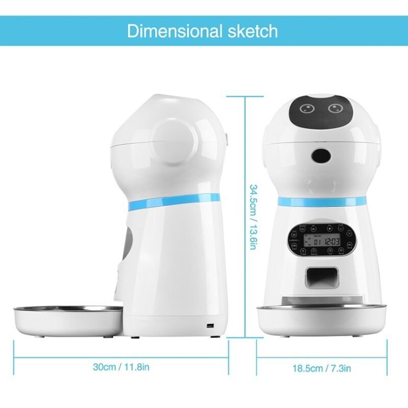 Automatisk Husdjursmatare Röstinspelning Hundmatskål Lcd-skärm Timer Matdispenser