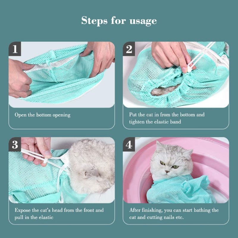 Cat Shower Net Justerbar Multifunktionell Andningsbar Anti-bite Bag