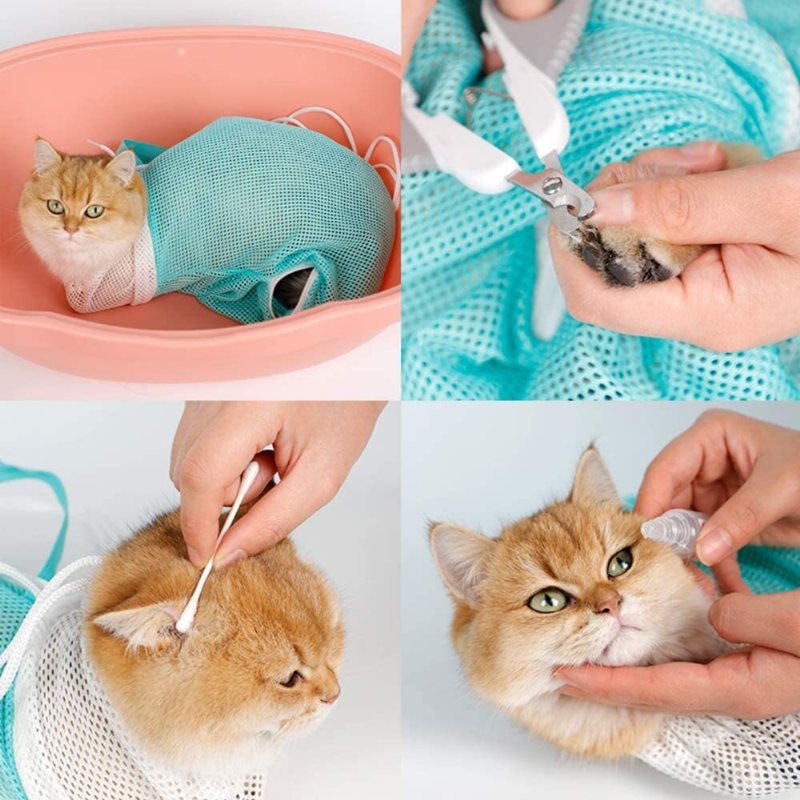 Cat Shower Net Justerbar Multifunktionell Andningsbar Anti-bite Bag