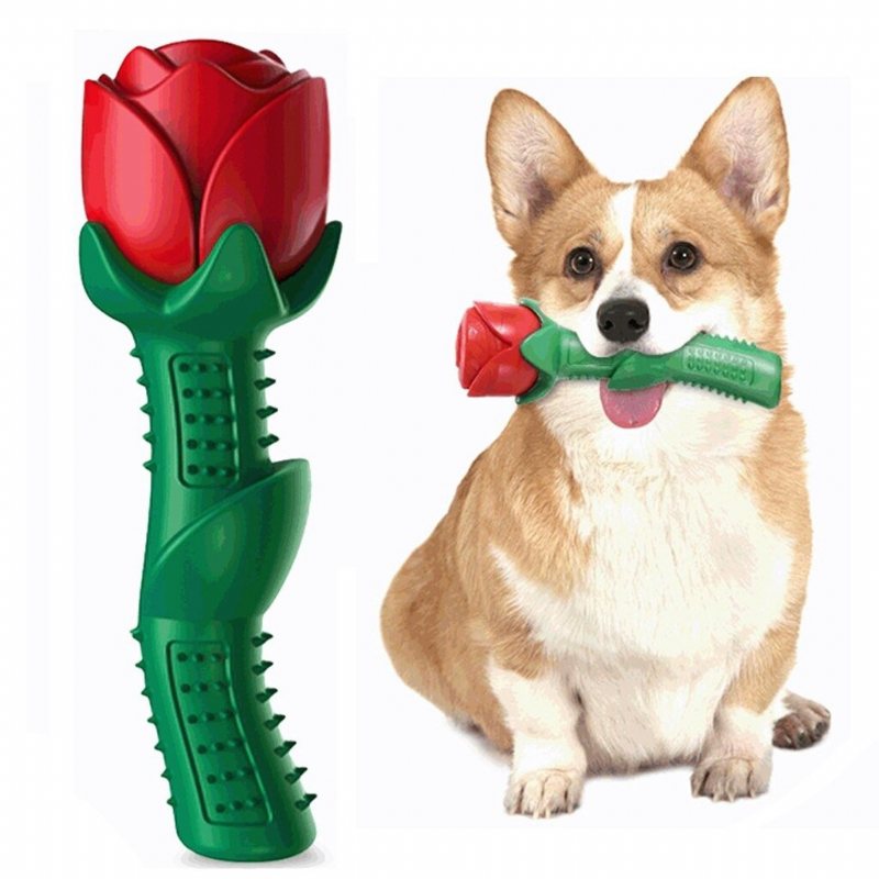 Dog Chew Toy Rose Shaped Stick Rengöring Tandborste Toy