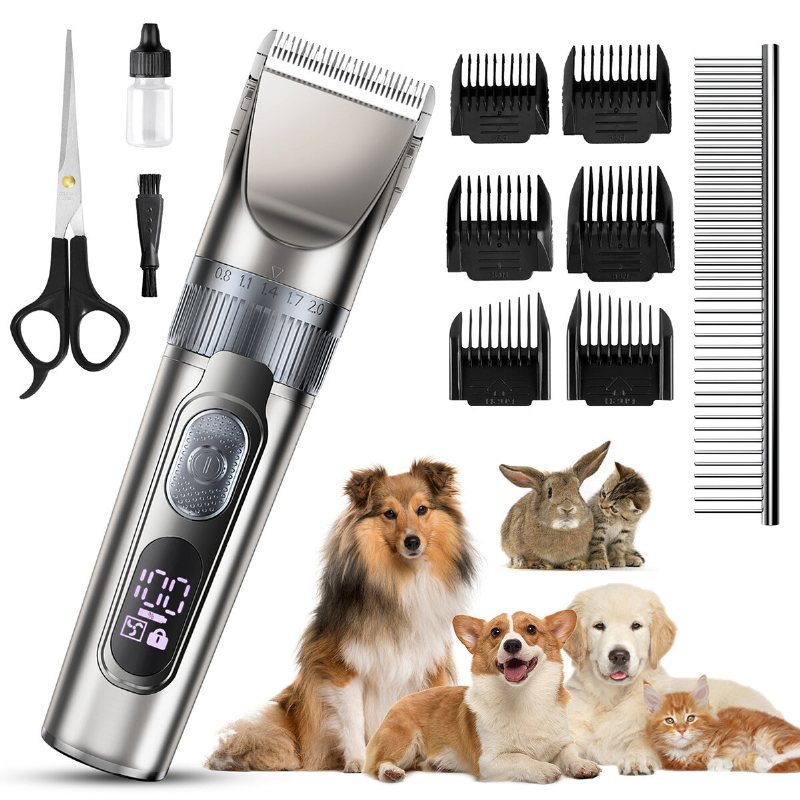 Domipet Dog Cat Clipper Professionell Hund Långt Tjockt Hår Sladdlös Elektrisk Trimningssats Rakapparat För Hundar Katter Husdjur