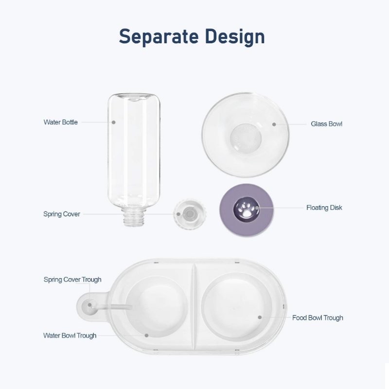 Dubbel Hund Kattskål Mat Vatten Löstagbar Automatisk Vattendispenser Glasmatare Halkfri
