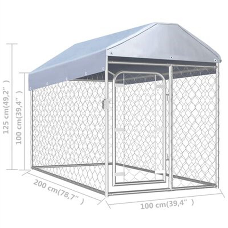 Eu Direct Vidaxl 144492 Utomhuskennel Med Tak 200x100x125cm Djurtillbehör Hundhus Husdjurshem Katt Sänghage Staket Lekhage