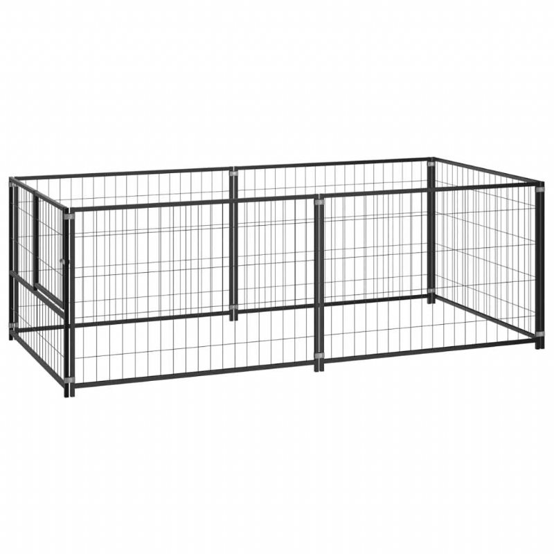 Eu Direct Vidaxl 150790 Hundkennel Utomhus Svart 200x100x70 cm Stålhusbur Hopfällbar Valp Katter Sömn Metall Lekhage Träningsträning Bedpan Djurtillbehör