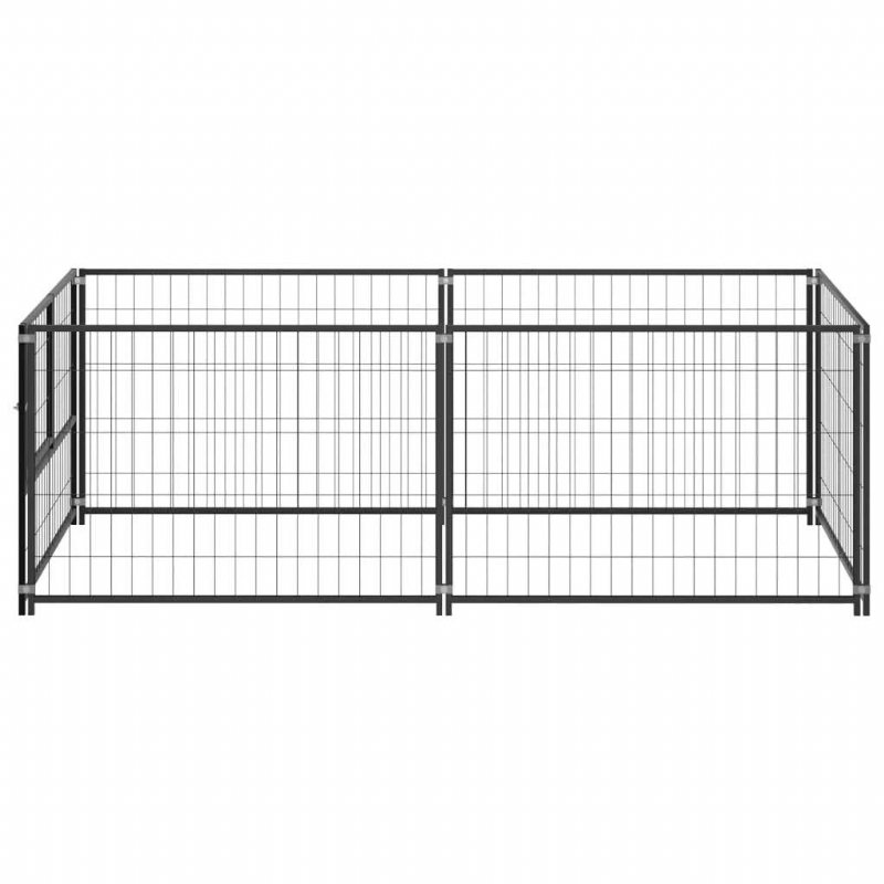 Eu Direct Vidaxl 150790 Hundkennel Utomhus Svart 200x100x70 cm Stålhusbur Hopfällbar Valp Katter Sömn Metall Lekhage Träningsträning Bedpan Djurtillbehör