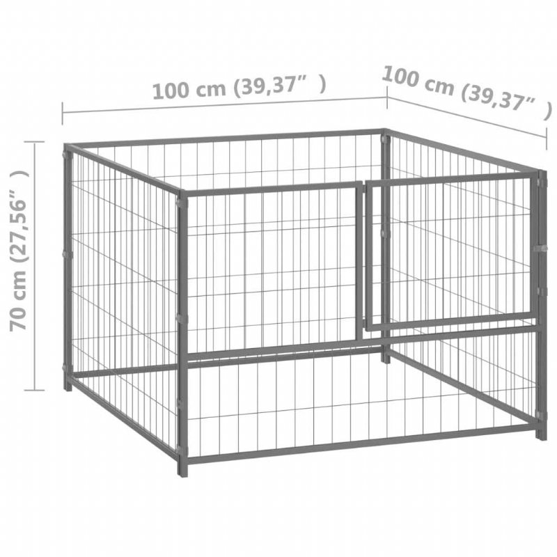 Eu Direct Vidaxl 150792 Utomhus Hundkennel Silver 100x100x70 cm Stålhusbur Hopfällbar Valp Katter Sömn Metall Lekhage Motionsträning Bedpan Djurtillbehör