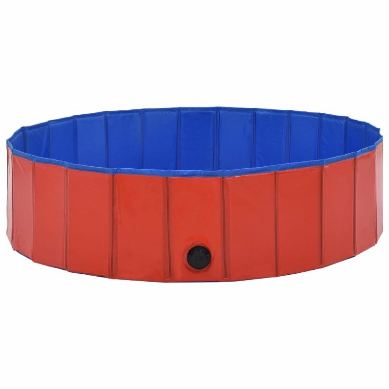 Eu Direct Vidaxl 170823 Hopfällbar Hundpool Röd 120x30 cm Pvc-valpbad Hopfällbart Bad För Lekande Katter Barn Badkar Husdjurstillbehör